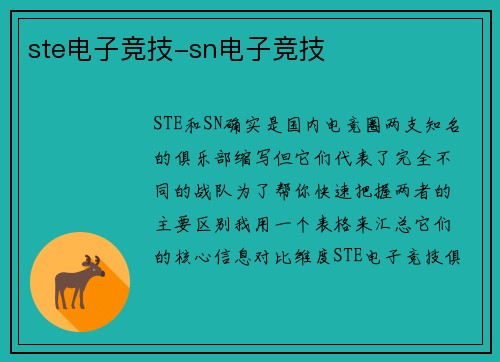ste电子竞技-sn电子竞技